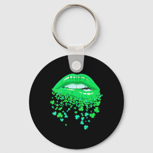 Lips Y Green Cool Irish Shamrock St Patricks Day Key Ring