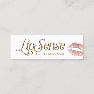 LipSense Distributor 3D Script Rose Gold Lips Mini Business Card