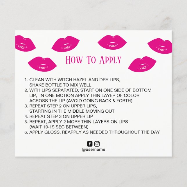 Lipsense Distributor Hot Pink Lips How to Apply Flyer (Front)