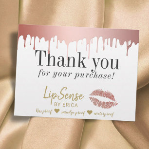 LipSense Distributor Rose Gold Dripping Thank You Postcard