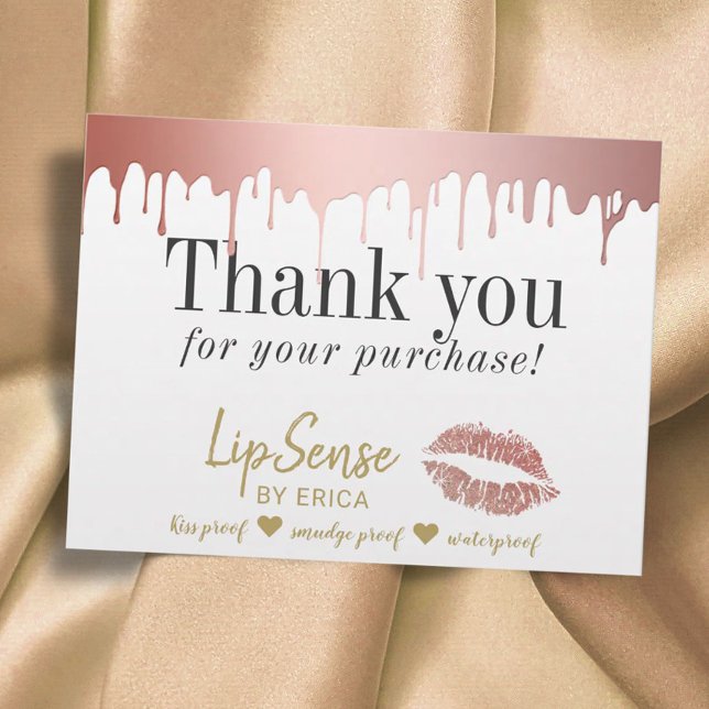 LipSense Distributor Rose Gold Dripping Thank You Postcard (Creator Uploaded)