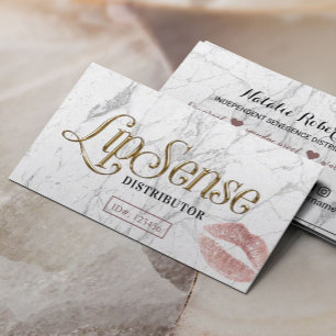 LipSense Distributor Rose Gold Lips White Marble Business Card