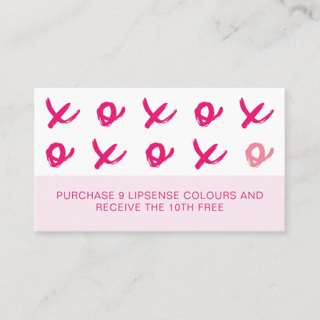 LipSense Hugs And Kisses XOXO Pink Loyalty Card (Front)