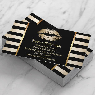 Lipsense Lipstick Distributor Modern Gold Lips Business Card