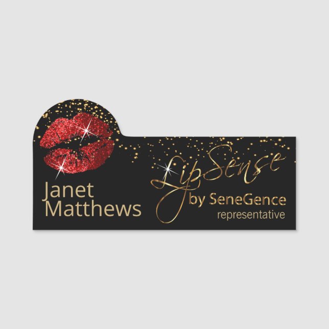 Lipsense Representative with Red Lips Name Tag (Front)