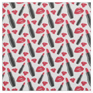 Lipstick And Lips Polka Dot Pattern Fabric