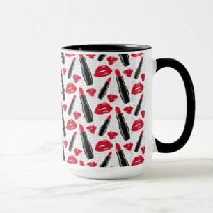 Lipstick And Lips Polka Dot Pattern Mug