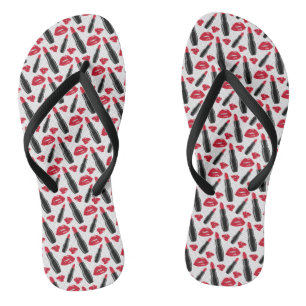 Lipstick And Lips Polka Dot Pattern Thongs