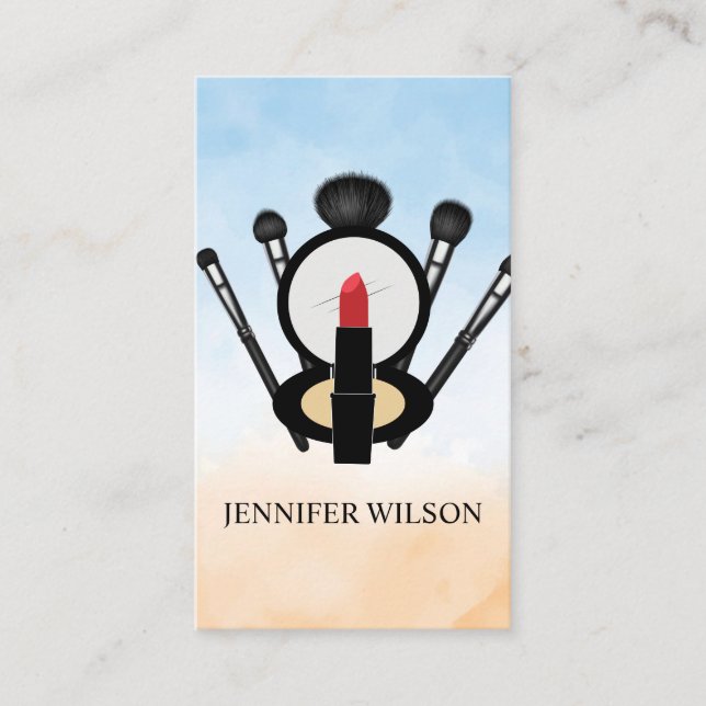 Lipstick and Makeup Mirror | Mua Brushes Business Card (Front)