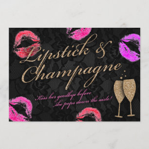 Lipstick & Champagne Bachelorette Invitation
