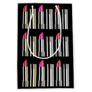 Lipstick chrome pink black cosmetology  medium gift bag
