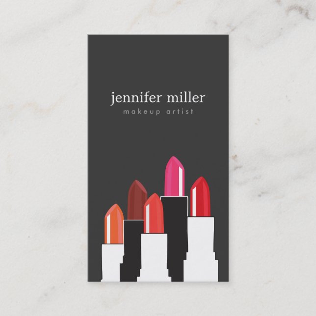 Lipstick Collage Makeup Artist and Cosmetics Business Card (Front)