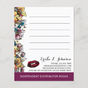 Lipstick Distributor Floral Customer Note Card