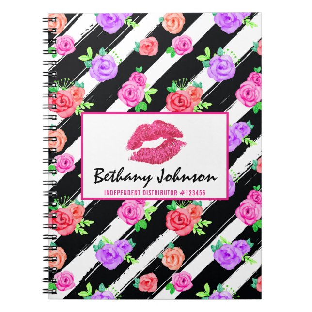 Lipstick Distributor Glam Rose Kiss Personalised Notebook (Front)