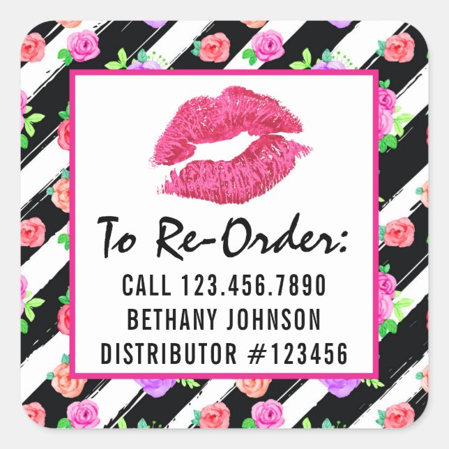 Lipstick Distributor Glam Rose Kiss Re-Order Label (Front)