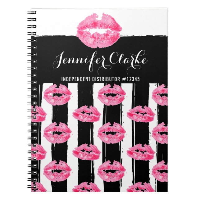 Lipstick Distributor Pink Lips Kiss Personalised Notebook (Front)