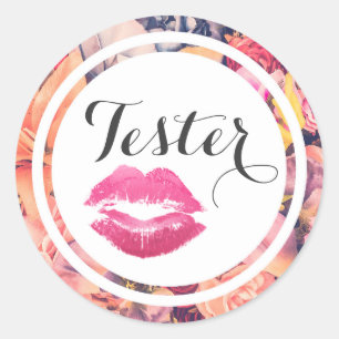 Lipstick Distributor Product Tester Floral Kiss Classic Round Sticker