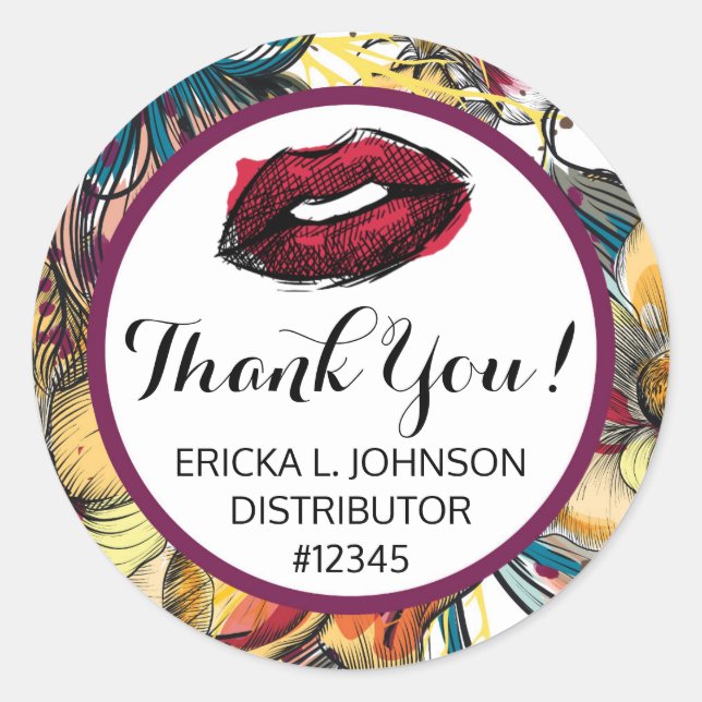 Lipstick Distributor Thank You Labels Kiss Sticker (Front)