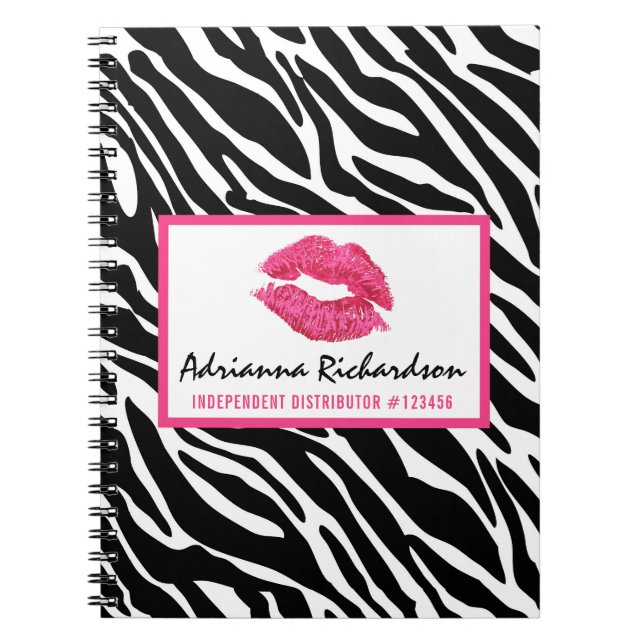 Lipstick Distributor Zebra Kiss Lips Personalised Notebook (Front)