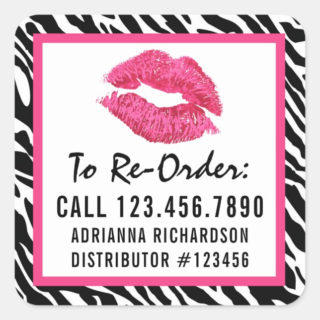 Lipstick Distributor Zebra Kiss Re-Order Label (Front)
