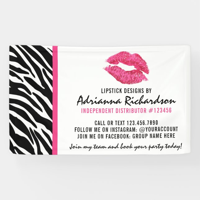 Lipstick Distributor Zebra Kiss Trade Show / Party Banner (Horizontal)
