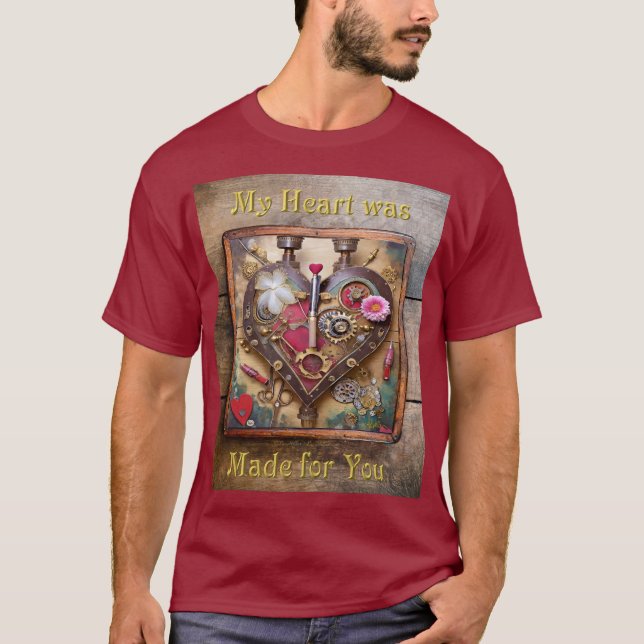 Lipstick Flowers Heart Steampunk Series T-Shirt (Front)