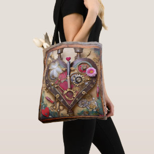 Lipstick Flowers Heart Steampunk Series Tote Bag