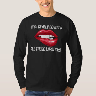 Lipstick For Women Girls Lip Biting Red Lips Make T-Shirt