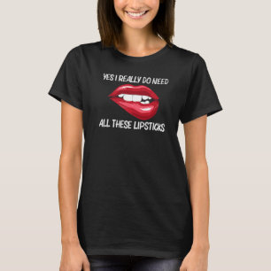 Lipstick For Women Girls Lip Biting Red Lips Make  T-Shirt