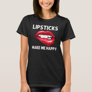 Lipstick For Women Girls Lip Biting Red Lips Make T-Shirt