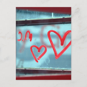 Lipstick heart on window postcard