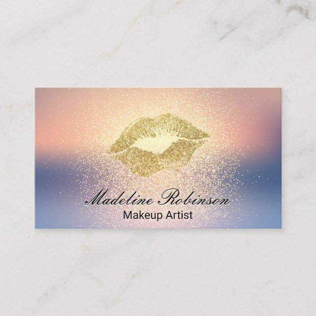 Lipstick Kiss | Glitter Blend Background Business Card (Front)