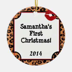 Lipstick Kiss Leapard Personalised Name Ornament