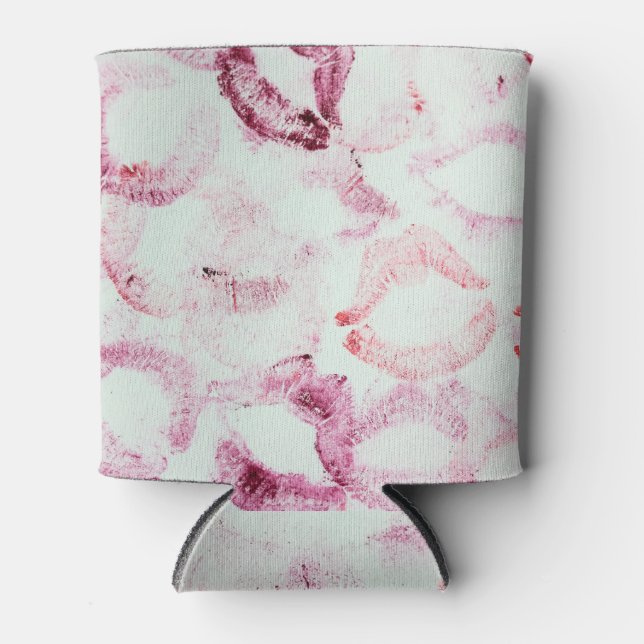 Lipstick Kiss: Love Declaration Pattern Can Cooler (Front)