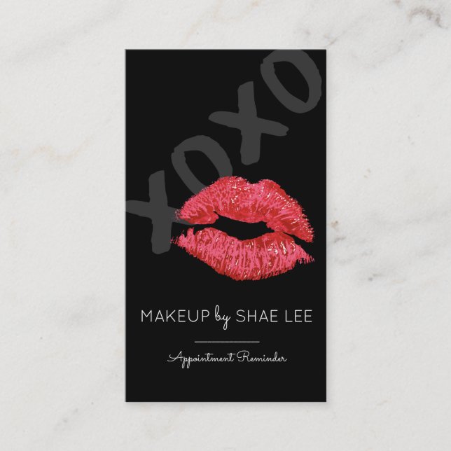 Lipstick Kiss Makeup Artist Appointment Reminder Card (Front)