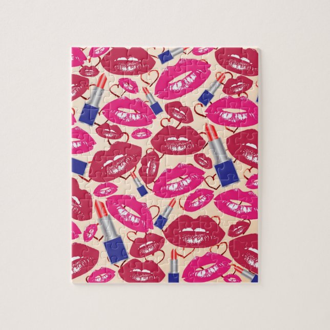 Lipstick Kiss Pattern Jigsaw Puzzle (Vertical)