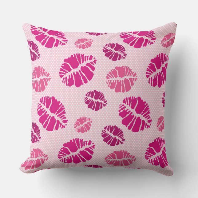 Lipstick Kiss Shape Print Pattern Cushion (Front)