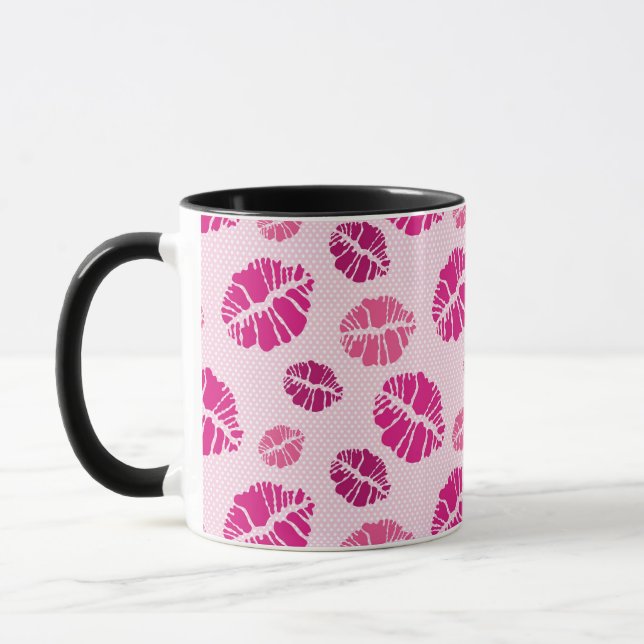 Lipstick Kiss Shape Print Pattern Mug (Left)