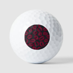 Lipstick Kisses: Dark Red Imprints Golf Balls