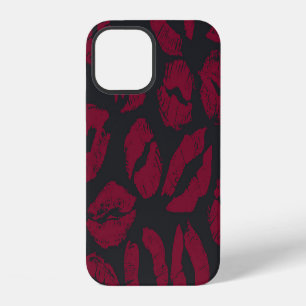 Lipstick Kisses: Dark Red Imprints iPhone 12 Case