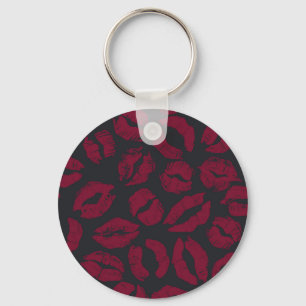 Lipstick Kisses: Dark Red Imprints Key Ring