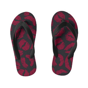 Lipstick Kisses: Dark Red Imprints Kid's Thongs
