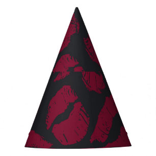 Lipstick Kisses: Dark Red Imprints Party Hat