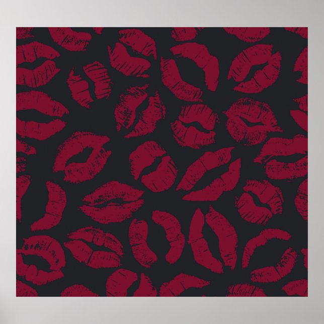 Lipstick Kisses: Dark Red Imprints Poster (Front)