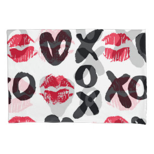 Lipstick Kisses Hearts Seamless Background Pillowcase