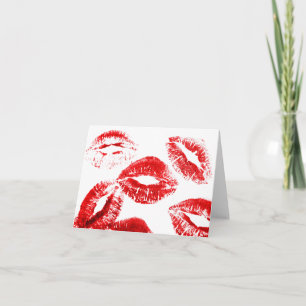 Lipstick Kisses Kiss Lip Print Love Valentine Card