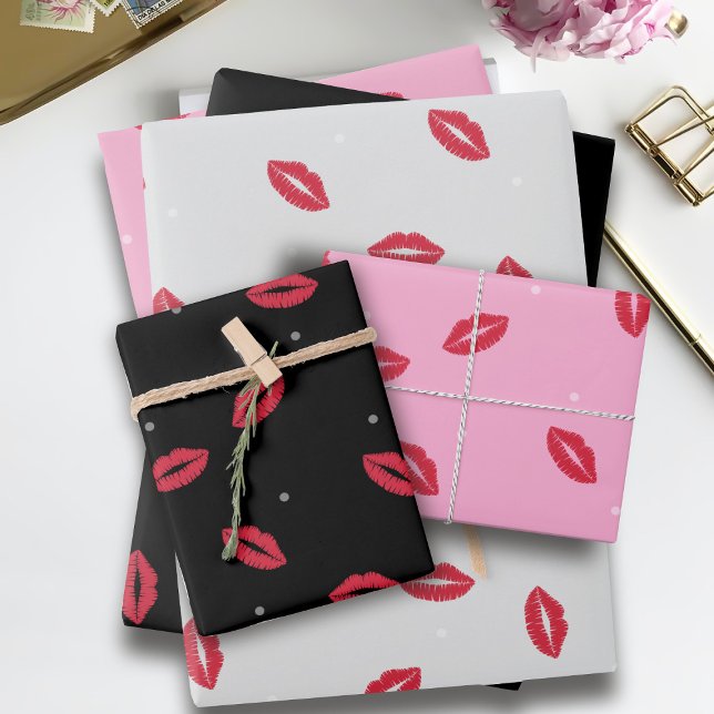Lipstick Kisses Valentines Wrapping Paper Sheets (Kisses for your Valentine in the form of wrapping paper sheets. Suitable for all gifts!)