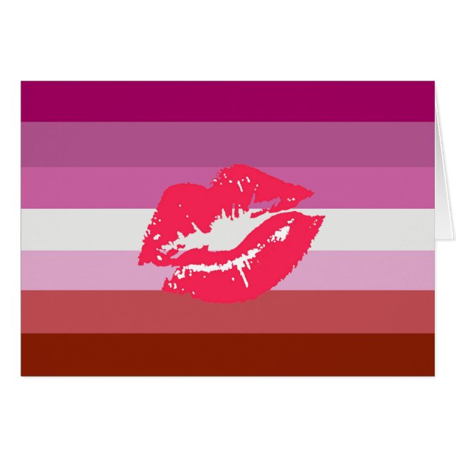 Lipstick Lesbian Pride Flag and Lips (Front Horizontal)