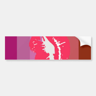 Lipstick Lesbian Pride Flag and Lips Bumper Sticker