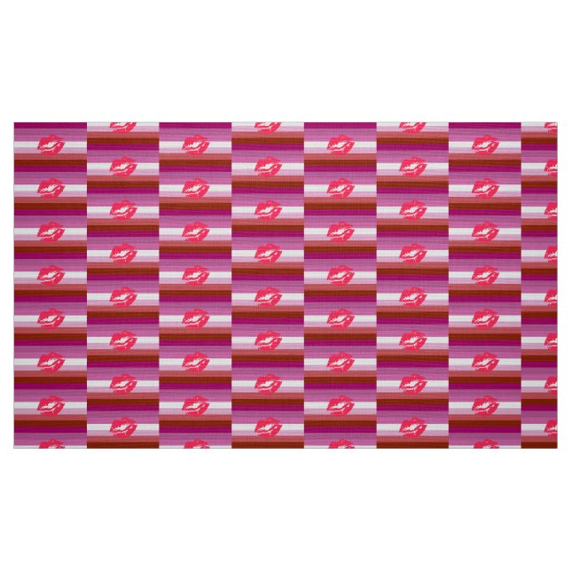 Lipstick Lesbian Pride Flag and Lips Fabric (Fat Quarter)